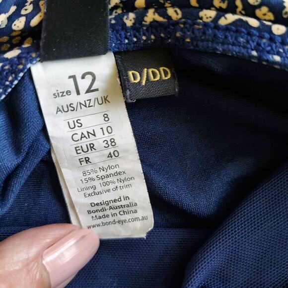 Bond-Eye Australia Nip Tuck Tummy Control Navy Gold Print Swimsuit 12 D/DDD - Picture 10 of 16